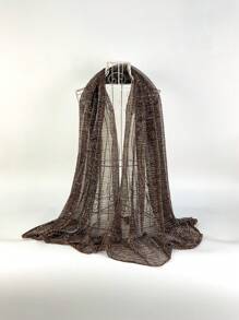 極簡薄透圍巾 - 咖啡棕 - 查看 2