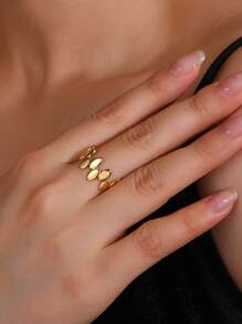 1pc Stainless Steel Gold-Color Open Ring For Women - Gold - View 1