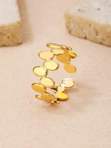 1pc Stainless Steel Gold-Color Open Ring For Women - Gold - View 2