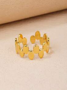 1pc Stainless Steel Gold-Color Open Ring For Women - Gold - View 3