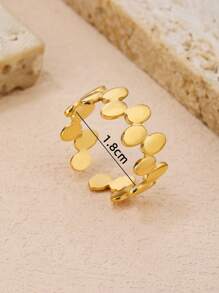 1pc Stainless Steel Gold-Color Open Ring For Women - Gold - View 4