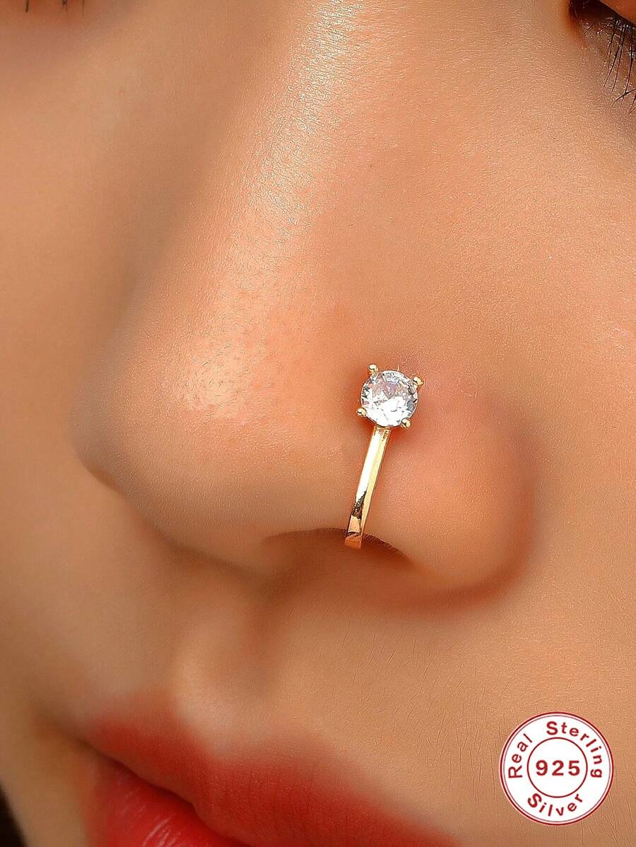 Vòng bít mũi trang trí bằng đá khối Zirconia - Vàng - Xem 1
