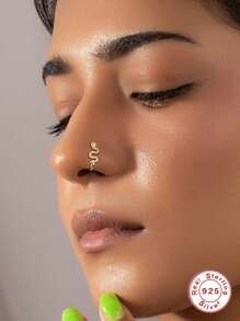 Cuff de nariz con diseño de serpiente plata - Amarillo Oro - Ver 1