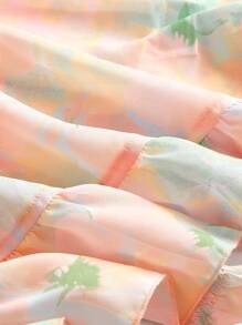 SHEIN MOD Vestido de tirantes con estampado floral ribete con fruncido bajo con fruncido - Multicolor - Ver 3