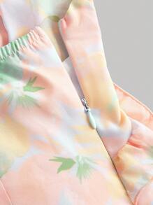 SHEIN MOD Vestido de tirantes con estampado floral ribete con fruncido bajo con fruncido - Multicolor - Ver 4
