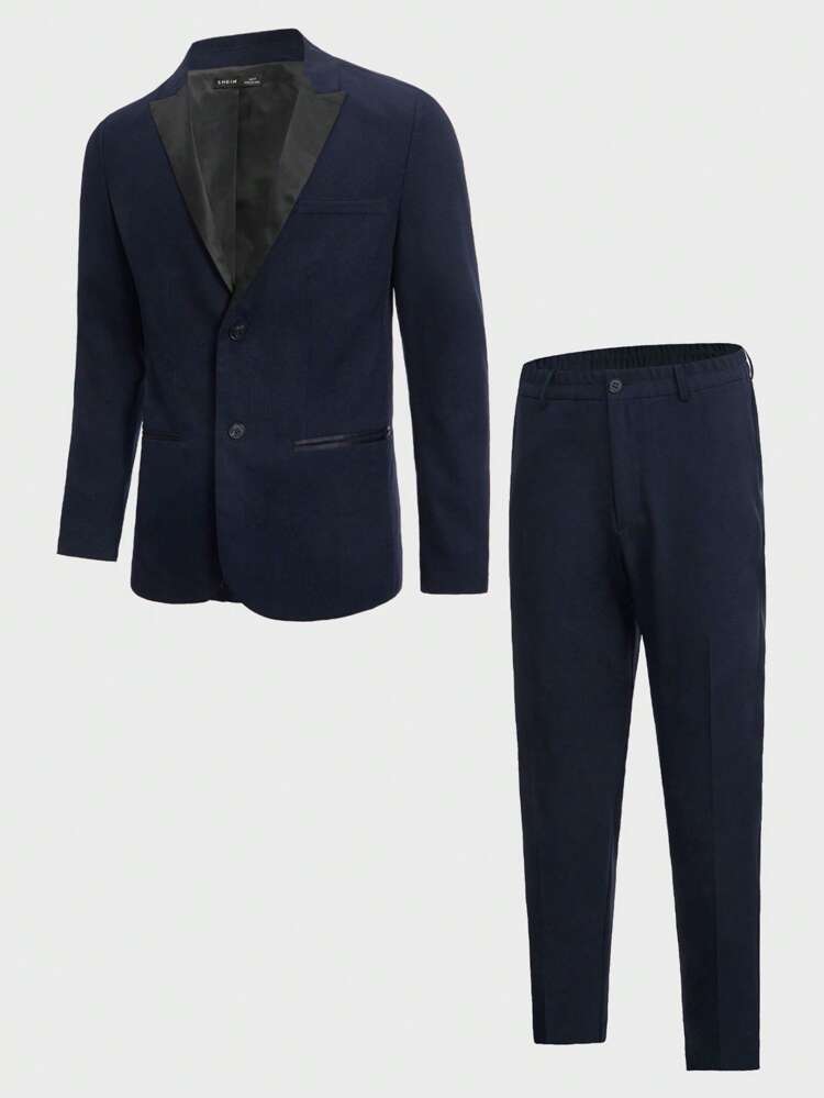 Men 1pc Single Breasted Blazer & 1pc Pants