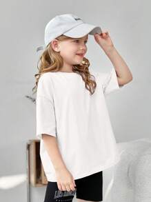 SHEIN 女孩標語和星球印花落肩T恤 - 白色 - 查看 5