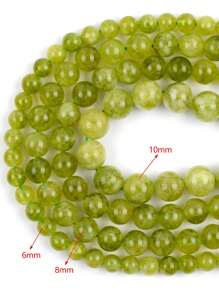1串6-10毫米石珠DIY首飾配件 - 橄欖綠 - 查看 4