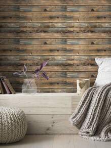 1pc PVC Wall Paper, Modern Wood Grain Pattern Wall Adhesive Roll For Home, Renovation Stickers Peel Wall Panels, Wall Paper, Wallpapers, Spring Decoration Items Refresh Your Home, Festival Decoration Stickers Gifts Birthday Graduation - Multicolor - View 6