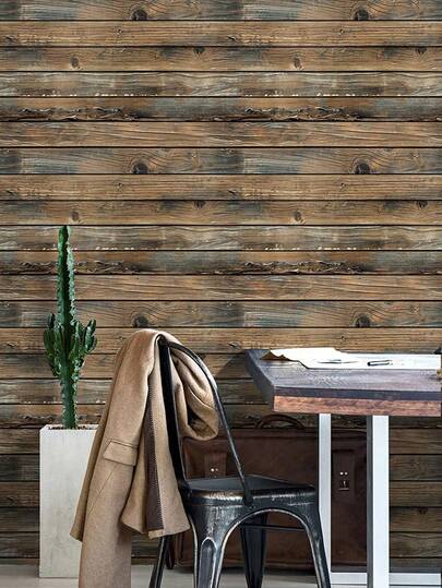 1pc PVC Wand Paper, Moderne Wood Grain Pattern Adhesive Roll Home, Renovation Stickers Peel Panels, Wallpapers, ation Items Refresh Your Festival Birthday Graduation view 7