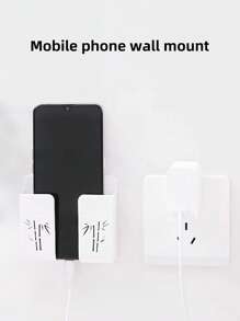 1pc Wall-mounted Phone Charger Stand - White - View 1