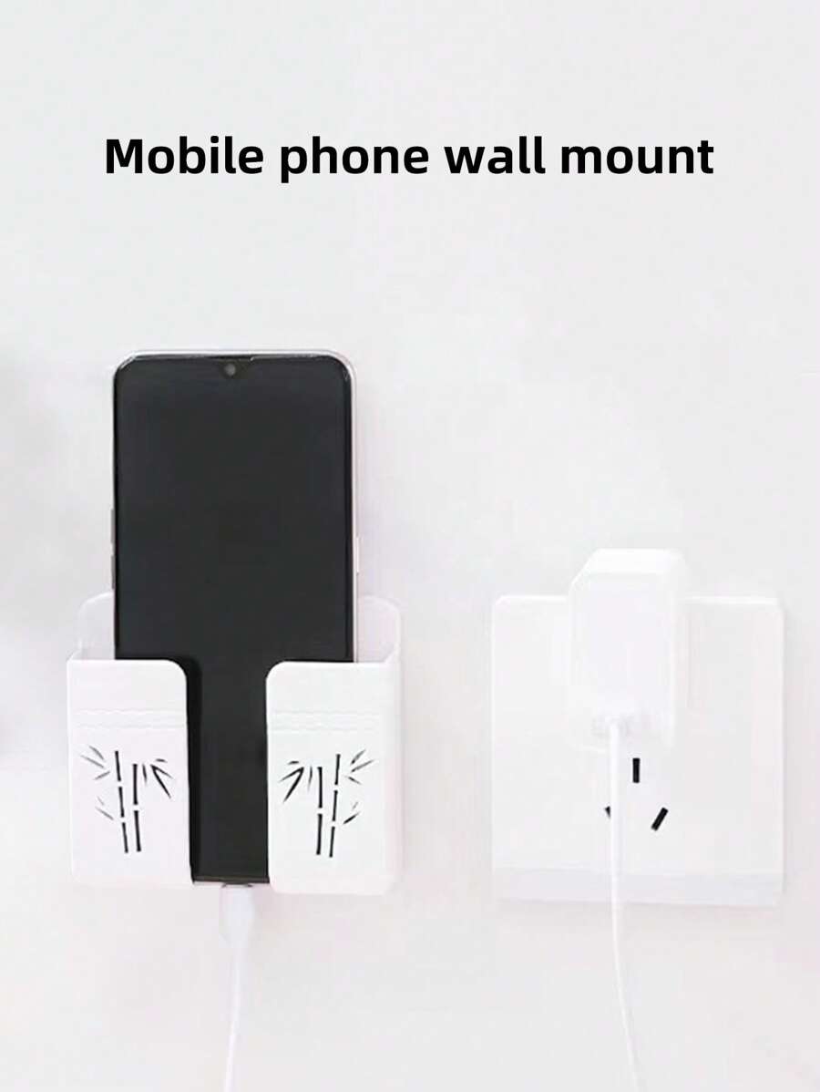 1pc Wall-mounted Phone Charger Stand - White - View 1