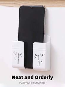 1pc Wall-mounted Phone Charger Stand - White - View 2
