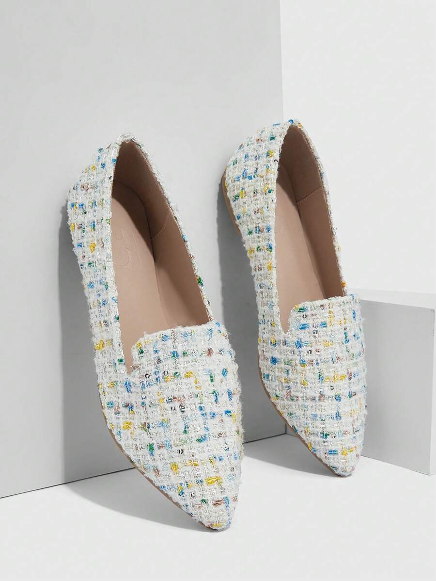 CUCCOO CHICEST 女士格子图案平底鞋、时尚粗花呢乐福鞋度假鞋夏季促销万圣节 - 白色 - 查看 1