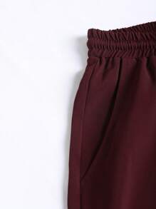 Manfinity Homme Bộ hai mảnh Nam Dây kéo Nút phía trước màu trơn Giải trí - Màu Đỏ Sâu - Xem 6