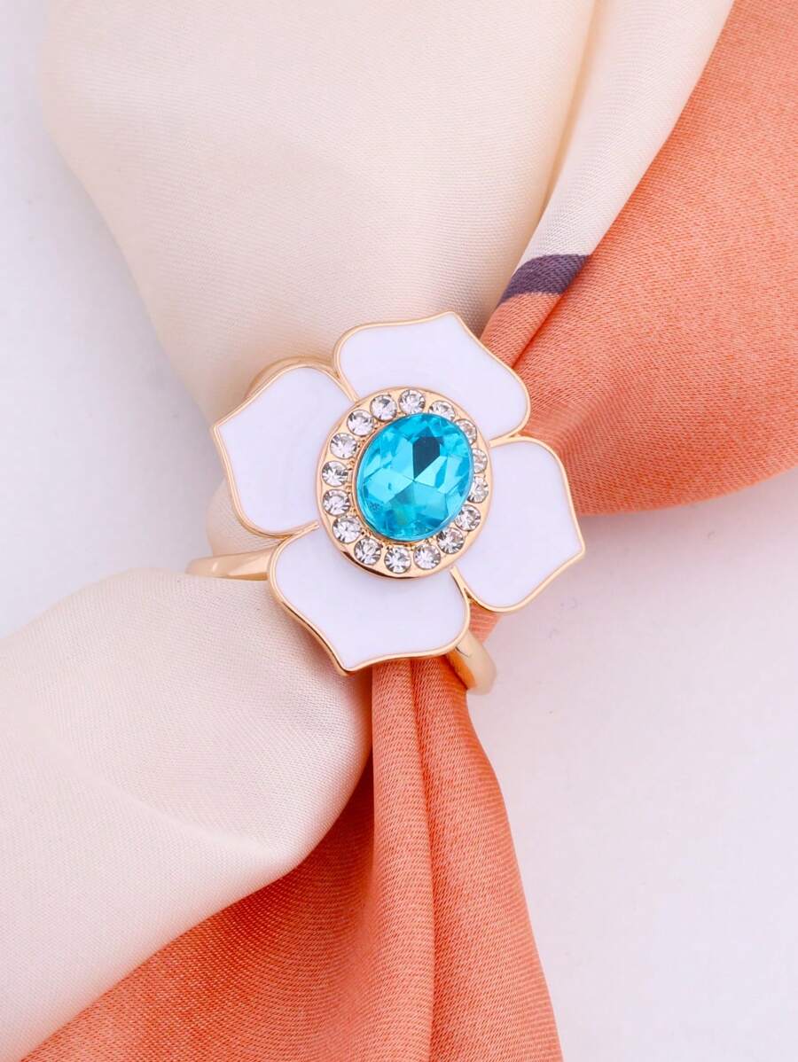 1 pieza Hebilla de bufanda con forma de flor para bufanda de mujer, accesorio de ropa - Blanco - Ver 1