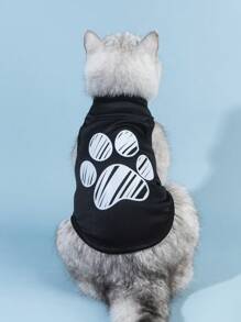 PETSIN 1pc Paw Print Pet Tank For Dog And Cat For Summer - Multicolor - View 1