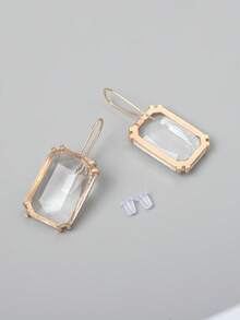 方晶鋯石裝飾DIY耳環配件 - 無色 - 查看 2