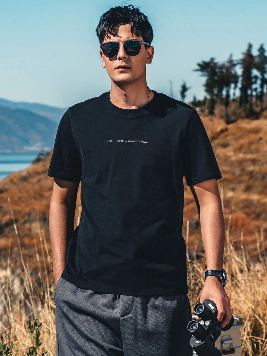 Camisetas y remeras para hombre Letras Casual - Negro - Ver 1