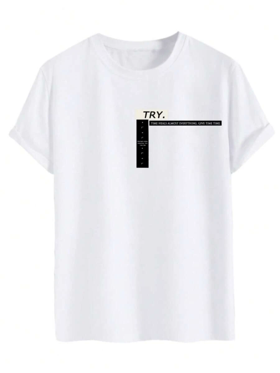 Men Slogan Graphic Tee - White - View 1