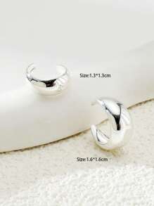 人造珍珠裝飾耳夾 - 銀色 - 查看 4