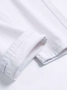 Vaqueros pitillo rasgados y deshilachados para hombres - Blanco - Ver 4