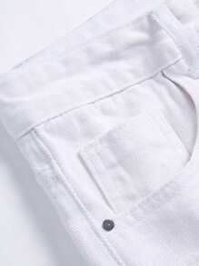 Vaqueros pitillo rasgados y deshilachados para hombres - Blanco - Ver 5