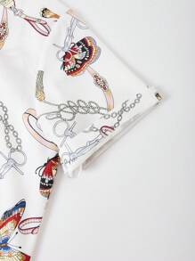 Áo sơ mi Nam Nút phía trước Loại bướm Họa tiết Chain Giải trí - trắng - Xem 4