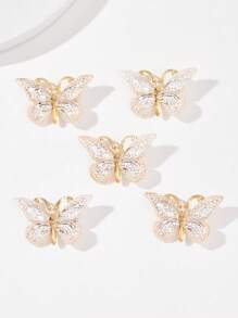 5入組女性蝴蝶裝飾創意發夾，可愛裝飾用 - 彩色 - 查看 1