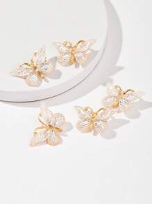 5入組女性蝴蝶裝飾創意發夾，可愛裝飾用 - 彩色 - 查看 3