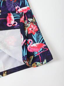 男士火烈鳥和熱帶印花襯衫