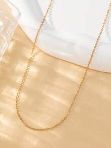 1 件简约细金色项链，配随机颜色玻璃心形吊坠，性感长项链，波西米亚风格，闪亮配饰，适合日常佩戴、约会、派对、节日、周年纪念、生日礼物，优雅、精致、简约、奢华、时尚、可爱 - 金黃色 - 查看 5