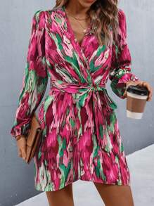 Breezaya Đầm Thắt lưng Trọn gói Tất cả trên in Boho - Hồng - Xem 1