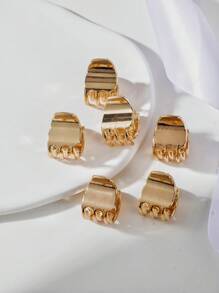 6个合金爪形发夹，适合女性日常佩戴，是送给母亲、朋友、老师或节日场合的礼物。休闲发夹，发卡，发饰，抓发夹，发夹，发饰，学生用品，大学秋冬季爪形发夹，适合女性度假装扮和夏季装扮。 - 金色 - 查看 3