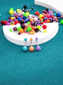 100pcs/set Random Mixed Color Stainless Steel Belly Button Rings