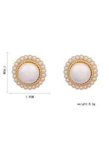 1對復古圓形人造珍珠耳針,適合女性日常佩戴