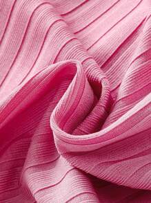 Tween Girl Heart Print Cold Shoulder Frill Trim Dress - Hot Pink - View 3