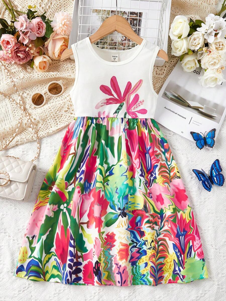 SHEIN Đầm Gái Hoa Boho - Nhiều màu - Xem 1