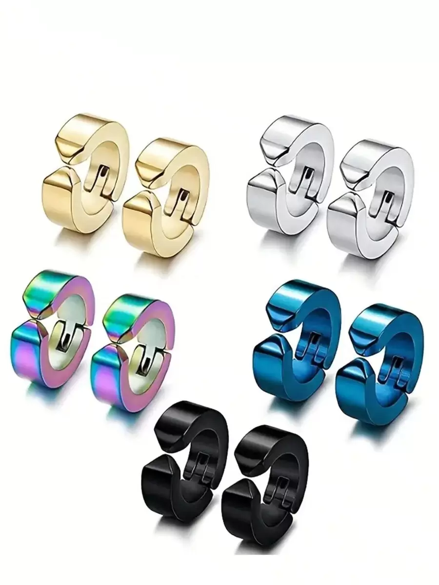 男士極簡耳夾,適用於首飾類禮品和派對 - 銀色 - 查看 1