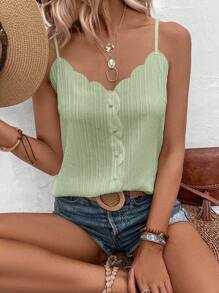 Breezaya 貝殼邊紐扣細節吊帶上衣 - 青檸色 - 查看 5