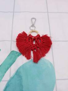 1入組女士流蘇墜飾時尚鑰匙圈適用於日常 - 紅色 - 查看 2