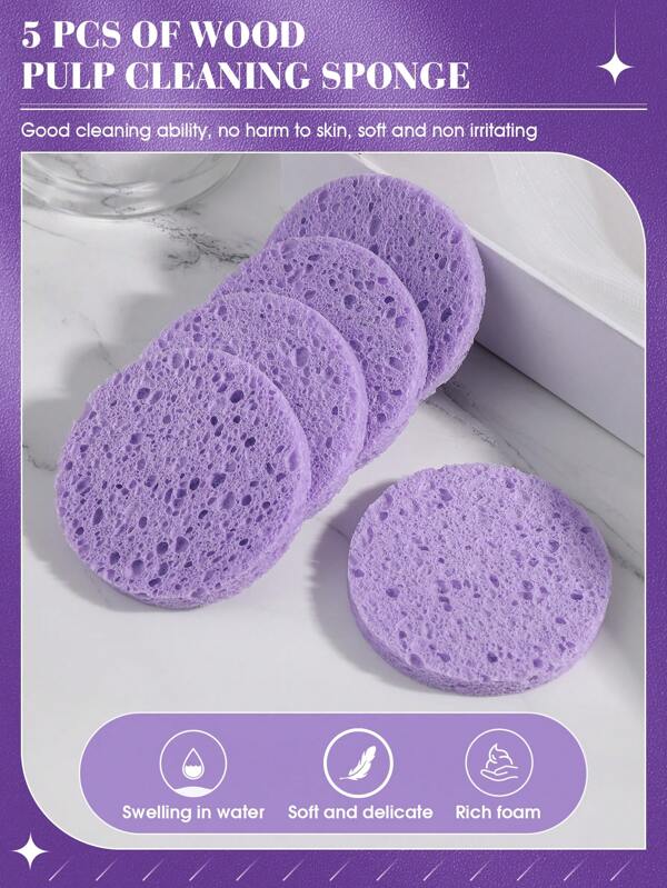 5pcs Facial Cleaning Puff SHEIN USA