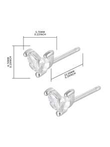 Newsoul Bông tai bạc đính đá Cubic Zirconia - Trong sáng - Xem 3