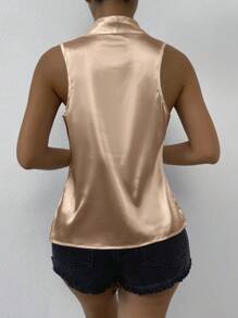 Firerie Draped Collar Satin Blouse - Champagne - View 2