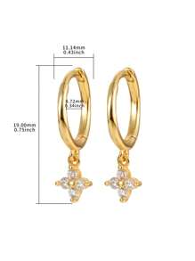 Newsoul 方晶鋯石裝飾銀耳環 - 金黃色 - 查看 4