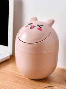 1入組PP垃圾桶卡通可愛貓咪設計家用桌面垃圾桶 - 彩色 - 查看 2