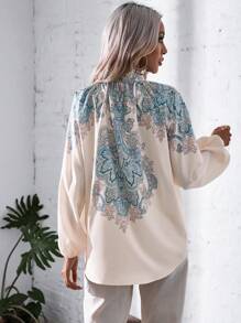 GENKIRA Áo sơ mi nữ viền lá sen Bộ lạc Boho - Nhiều màu - Xem 2