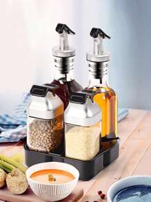 Aminno Bộ Lọ Gia Vị Thủy Tinh & Bình Dầu & Giá Đựng Đồ, Bộ Hũ Gia Vị Trong Suốt Hiện Đại Cho Nhà Bếp - Nhiều màu - Xem 5