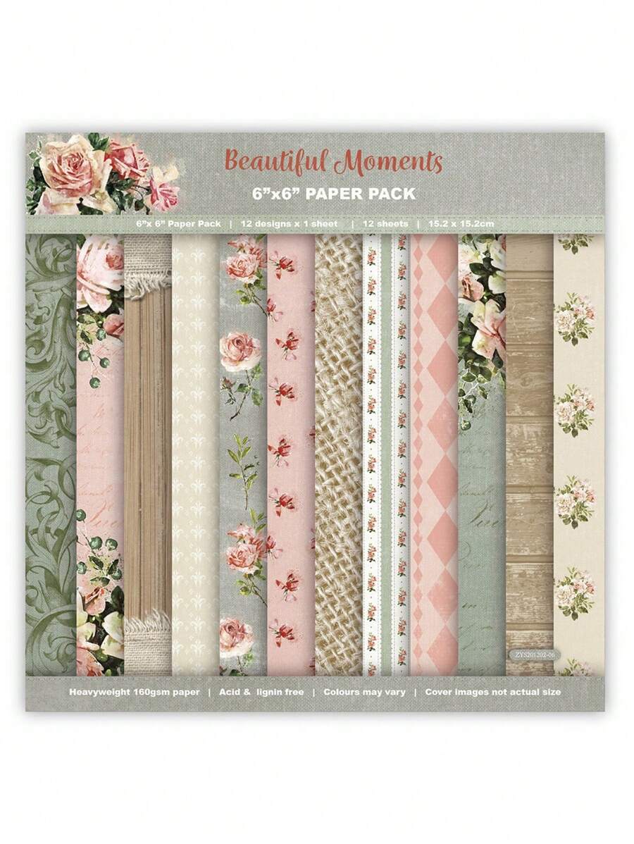 12 Cái Giấy Chất Liệu Hoa Văn Hỗn Hợp, Giấy Thủ Công Trang Trí Đa Năng Cổ Điển Cho Thủ Công DIY, Trang Trí, Tài Khoản Cầm Tay - Nhiều màu - Xem 1