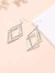 1 Quyến Rũ Hợp Kim Kẽm Kim Cương Giả Trang Trí Hình Học Bông Tai Giọt Dành Cho Nữ Trang Trí Hàng Ngày - Bạc - Xem 3